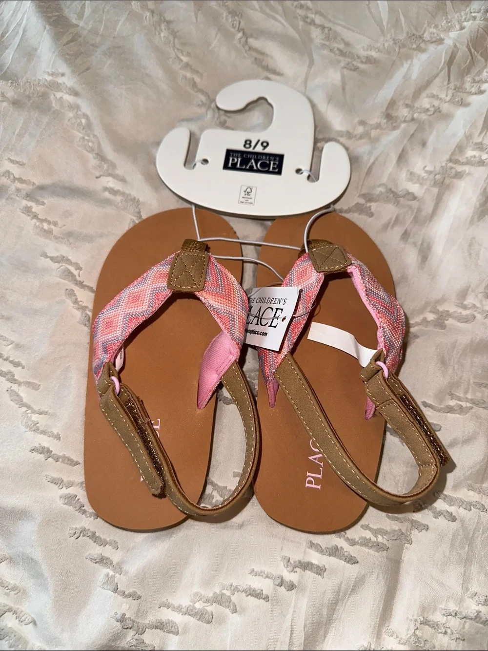 The Children's Place Pink Patterned Girls Thong Sandals